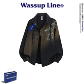 WASSUP 男宽松休闲衬衣外套 衬衫 Line潮牌新中式 国风竹子刺绣长袖