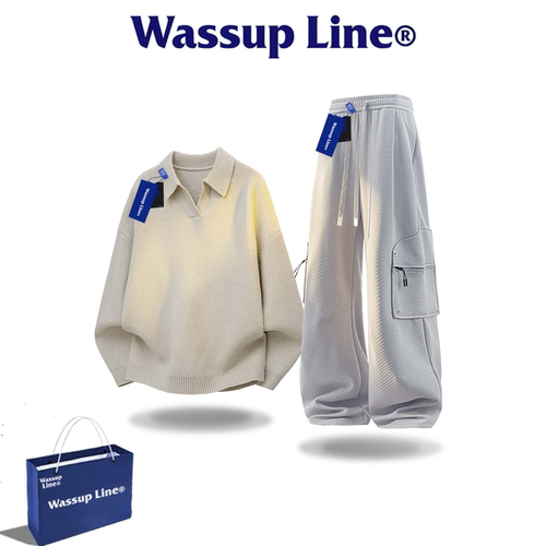 WASSUPLINE潮牌秋男针织两件套
