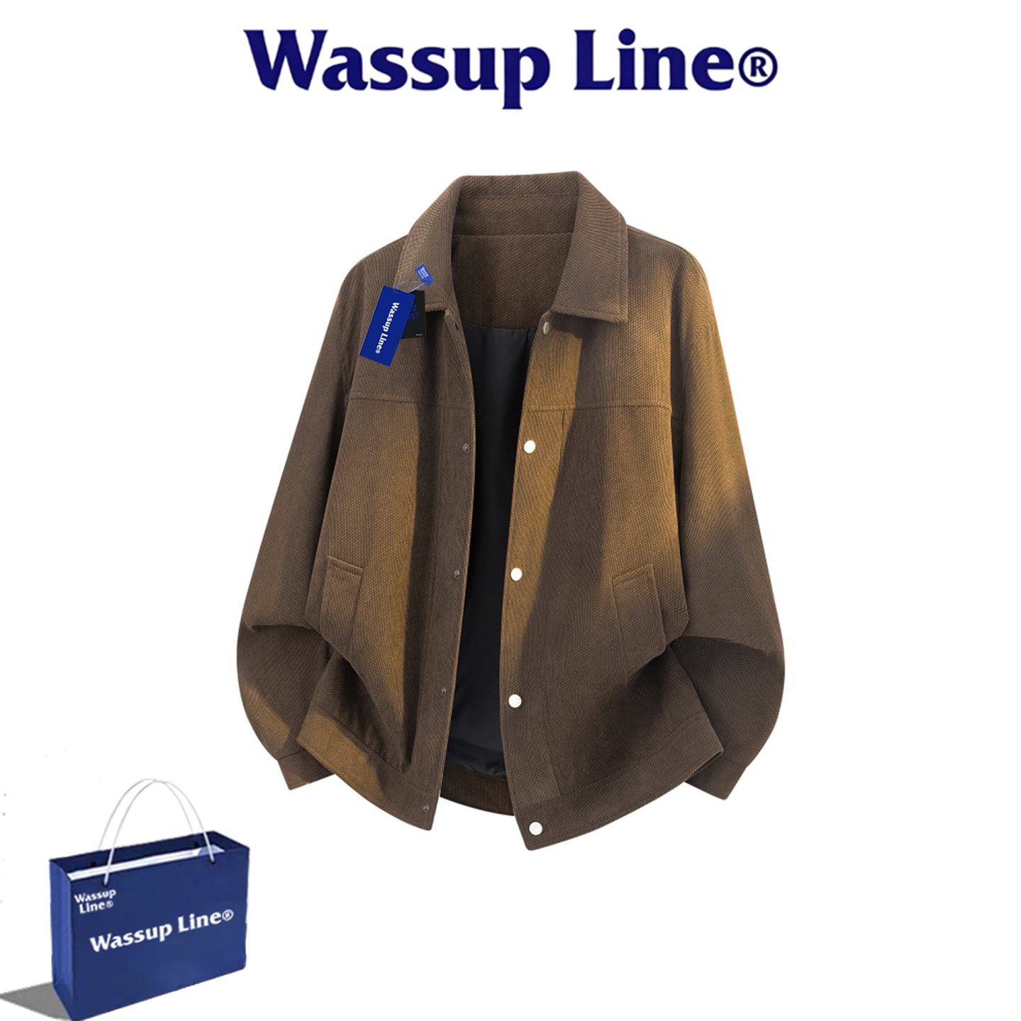 WASSUP Line潮牌美拉德复古翻领夹克男款秋季宽松休闲松弛感外套