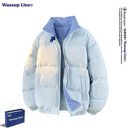 WASSUPLINE美式格纹立领棉衣