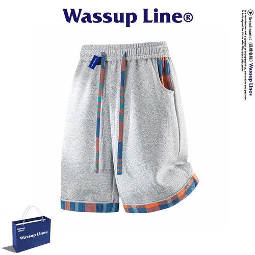 WASSUPLine潮牌休闲五分裤男