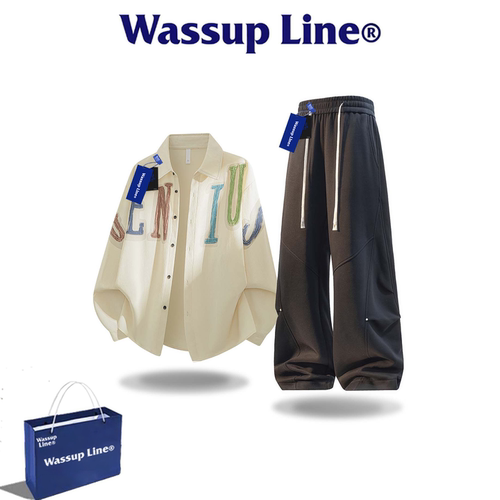 WASSUPLINE潮牌秋字母衬衫套装