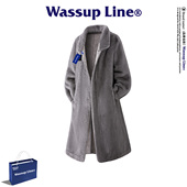 高级感大衣长款 WASSUP Line潮牌简约毛呢风衣男秋冬季 保暖外套