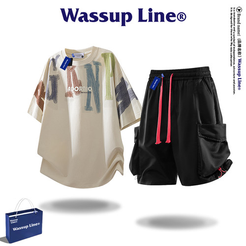 WASSUPLine潮牌休闲运动套装男