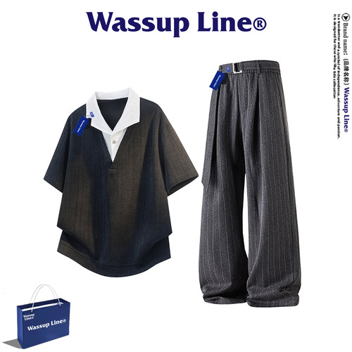 WASSUPLine潮牌休闲百搭套装男