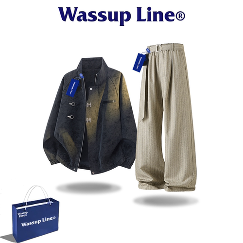 WASSUPLINE潮牌皮衣外套两件套