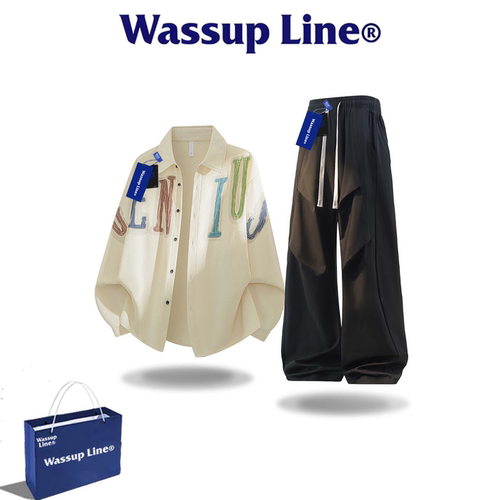 WASSUPLine潮牌字母印花两件套