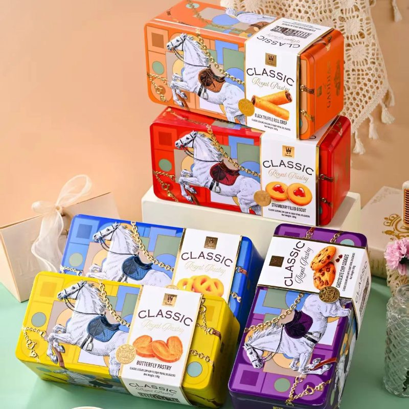 香港高点黄油曲奇饼干188g蓝色礼盒铁礼盒装婚庆随手礼拜神供桌
