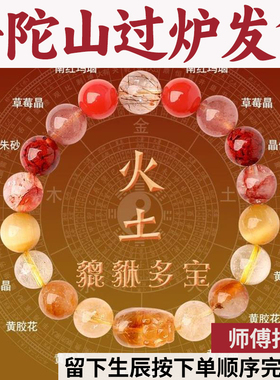 普陀山多宝招财水晶款貔貅天然手链火土男女五行补缺手串喜用南红