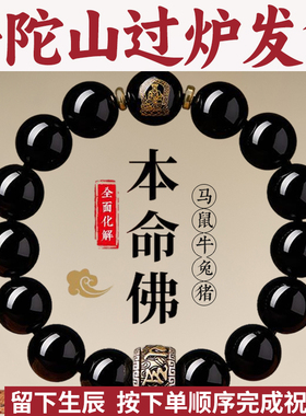 【普陀山直发】黑曜石本命佛手串