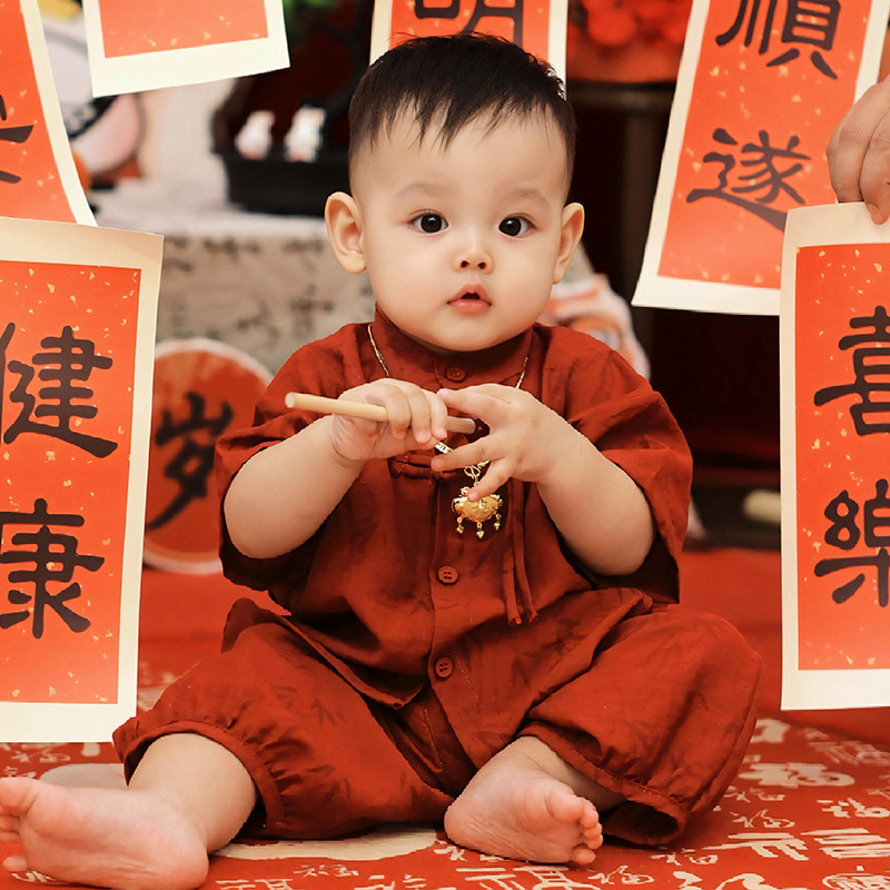 周岁男宝礼服一岁生日宴薄款衣服新中式抓周唐装夏婴儿小少爷套装