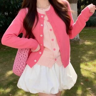 独特漂亮假两件毛衣开衫外套春装女款2026新款针织上衣miu系穿搭