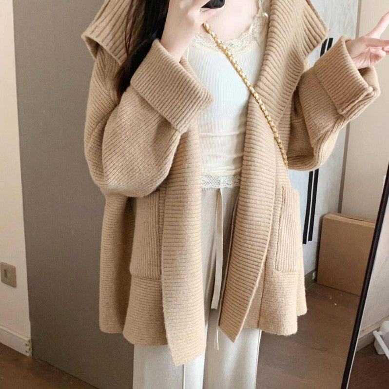 韩系慵懒风毛衣外套女秋冬新款宽松软糯纯色百搭外穿显瘦针织开衫,女装/女士精品,毛衣,淘宝优惠券,粉丝福利购,淘宝优惠卷