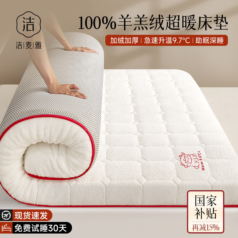 加厚保暖羊羔绒床垫软垫家用冬季牛奶绒学生宿舍防滑床褥铺底垫子