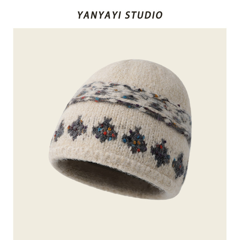 费尔岛风提花针织毛线帽子女秋冬保暖护耳百搭套头冷帽复古包头帽,服饰配件/皮带/帽子/围巾,帽子,淘宝优惠券,粉丝福利购,淘宝优惠卷