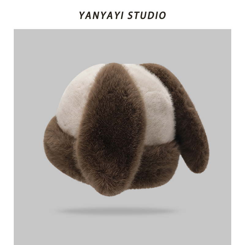 兔子耳朵毛绒帽子护耳保暖显脸小