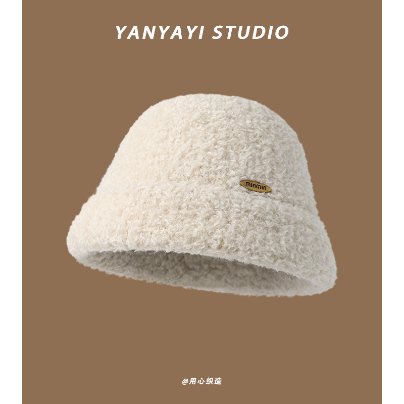 毛绒渔夫帽女冬季保暖护耳显脸小