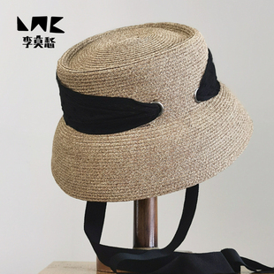 李莫愁定制凹顶蕾丝飘带女复古灯罩帽防晒沙滩