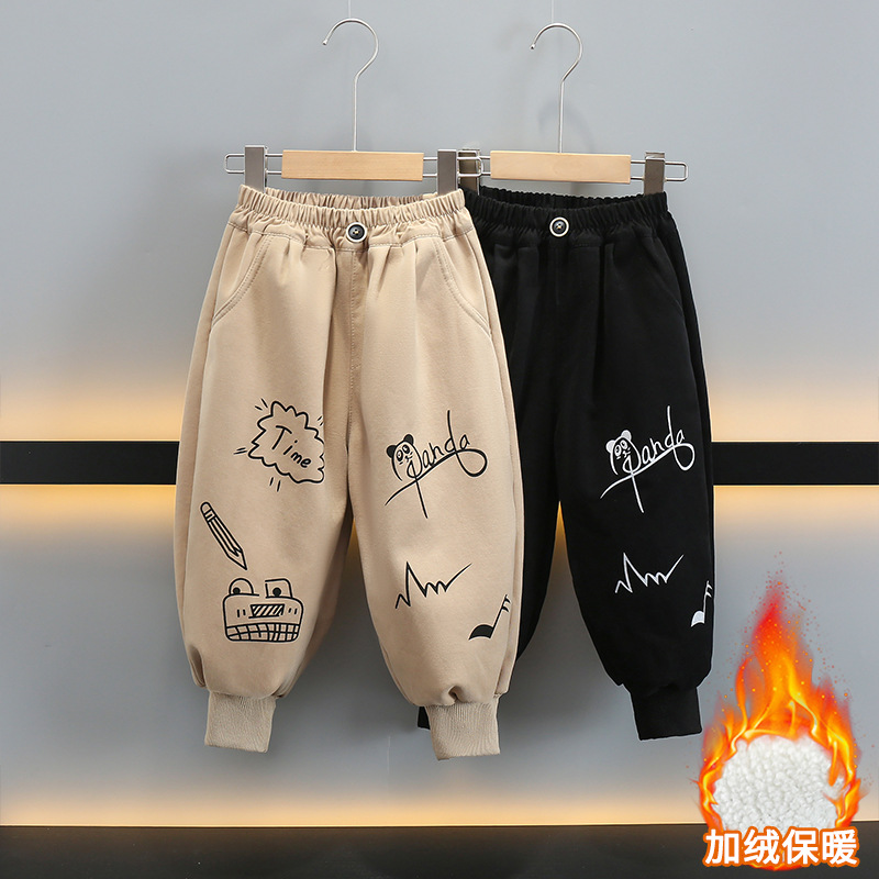 男童2025新款加绒加厚裤子儿童秋冬装一体绒棉裤外穿宝宝保暖冬装