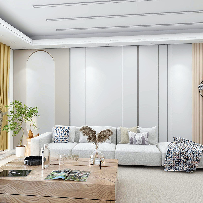奶油风咖色壁纸客厅电视背景墙装饰墙布3d立体简约造型石膏线墙纸