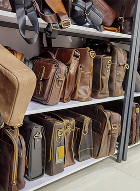 尾货清仓外贸出口真皮男包工厂清货尾款单肩斜挎包库存特价手提包