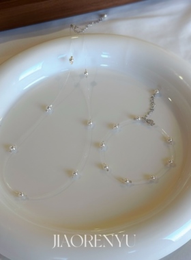 鲛人语/美人泪珠 原创高亮正圆施家珍珠S925银项链满天星锁骨链女