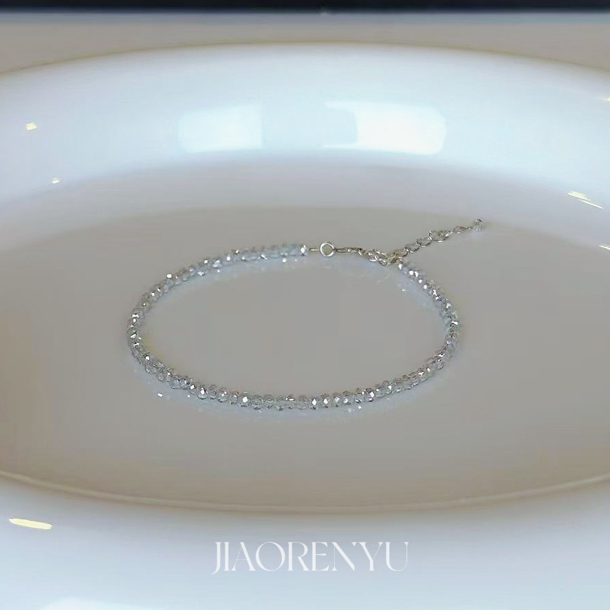 鲛人语/星海漫漫 原创超闪1.5mm极细蓝色通勤简约百搭s925银手链