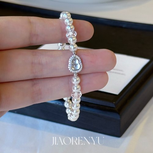 鲛人语/珠月流萤 原创天然水沫玉葫芦施家珍珠手链高级S925银手串