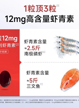 【高含量虾青素】 五个女博士12mg专利虾青素 1粒顶3粒高能感觉