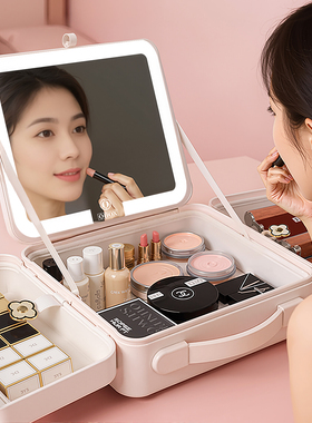 OBOX包包化妆镜带灯led便携镜子美妆折叠差旅分区收纳大容量出行