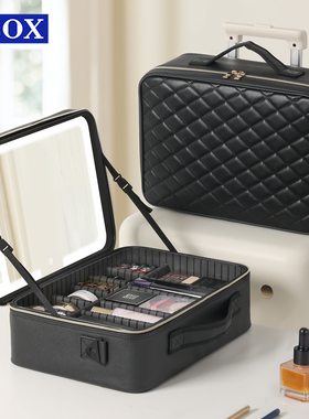OBOX化妆包LED带镜大容量16寸可套行李箱出行化妆师跟妆收纳便携
