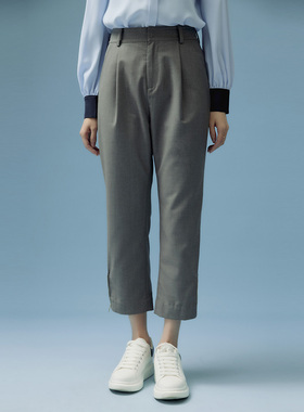 春季新款灰色通勤宽松直筒休闲九分裤NE3112005