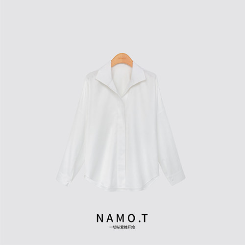 NAMO.T时尚免烫大翻领廓形长袖衬衫NH309C371