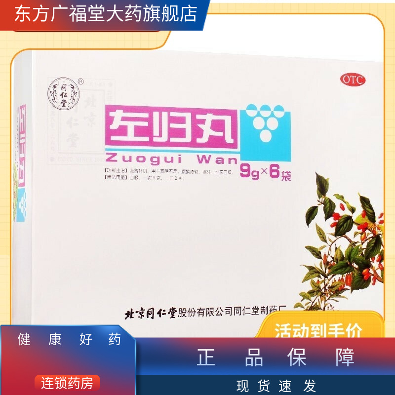 同仁堂 左归丸 9g*6袋 滋肾补阴真阴不足腰酸膝软盗汗神疲口燥
