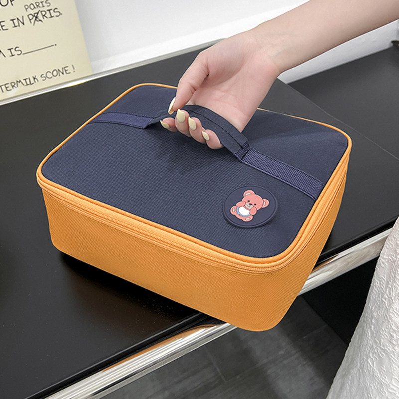 扁平帆布便当带子手提包餐包中小学生保温便当包方形手提袋大容量