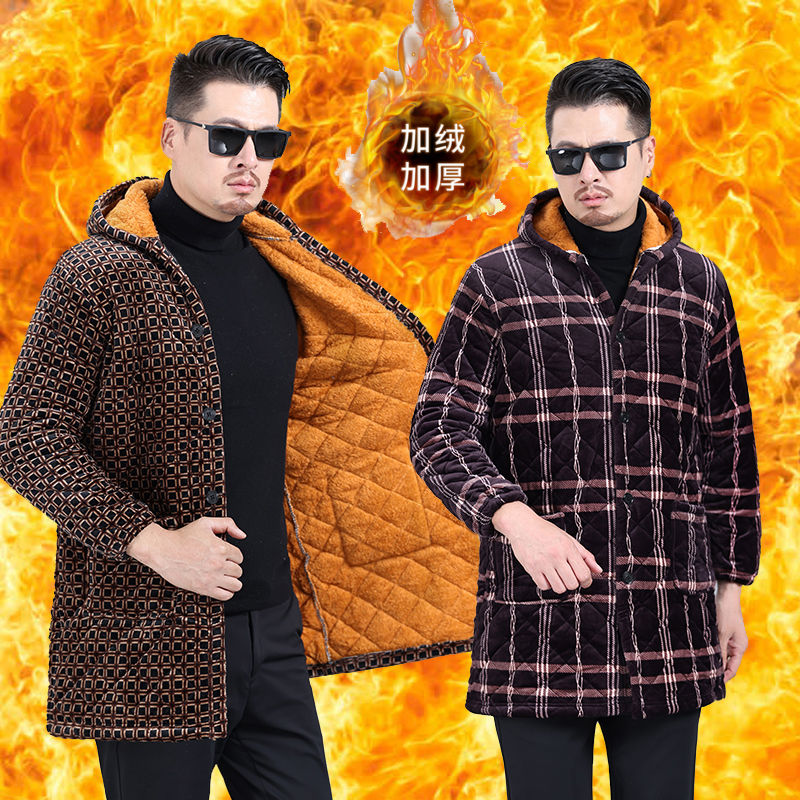 四川省服冬季男棉衣爸爸装外穿连帽罩衣外套加绒加厚工作服双面绒