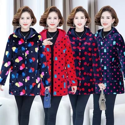 四川省服中长款法兰绒护衣妈妈连衣罩衣中老年女装套褂珊瑚绒外套