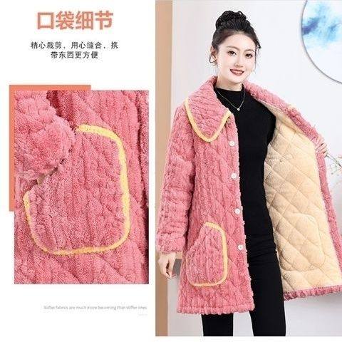 四川省服冬季加绒加厚新款保暖大码棉服外套罩衣中长款穿妈妈棉衣