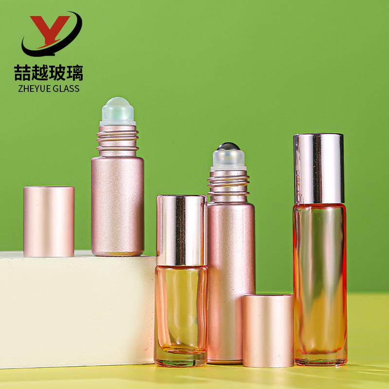 5ml10ml透粉色滚珠瓶实粉色玻璃香水精油滚珠分装瓶彩色走珠瓶