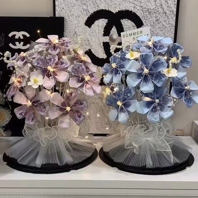 七夕六叶草花束手工diy材料包创意编织礼盒送女友生日礼物有钱花