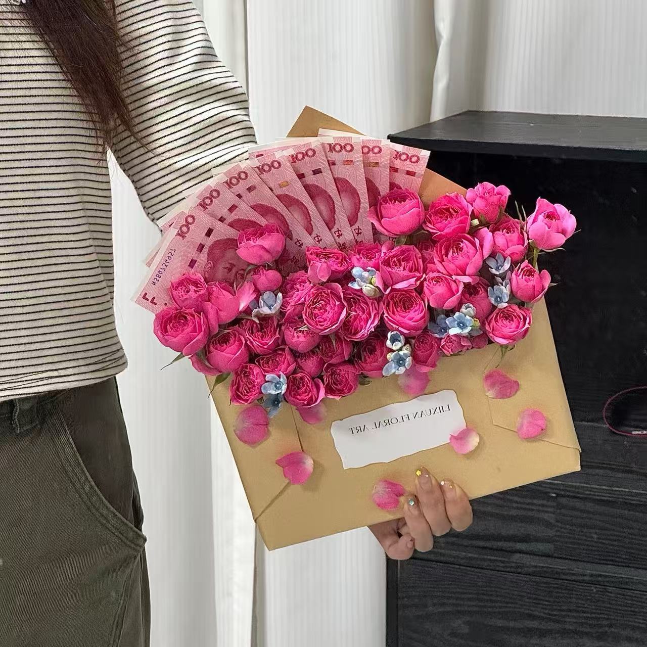 信封有钱花diy材料包创意玫瑰送男女朋友闺蜜七夕情人节花束礼物