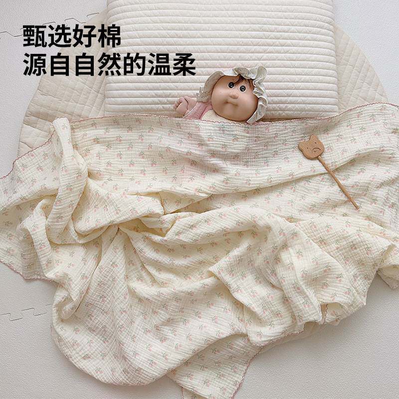 婴儿双层纱布盖毯薄款新生儿纯棉儿童毯子夏季小薄毯宝宝被子毛毯