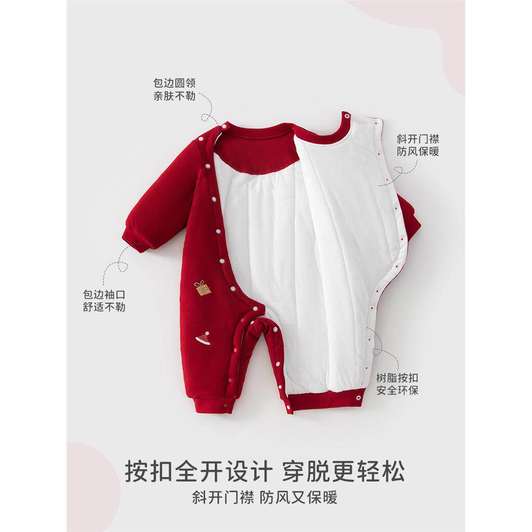 婴儿冬季保暖夹棉连体衣a