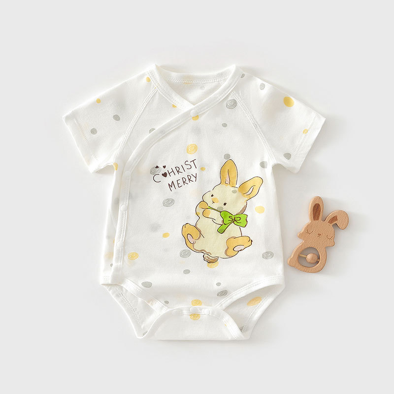 婴儿包屁衣夏季薄款短袖连体衣新生儿纯棉衣服宝宝三角爬服透气夏