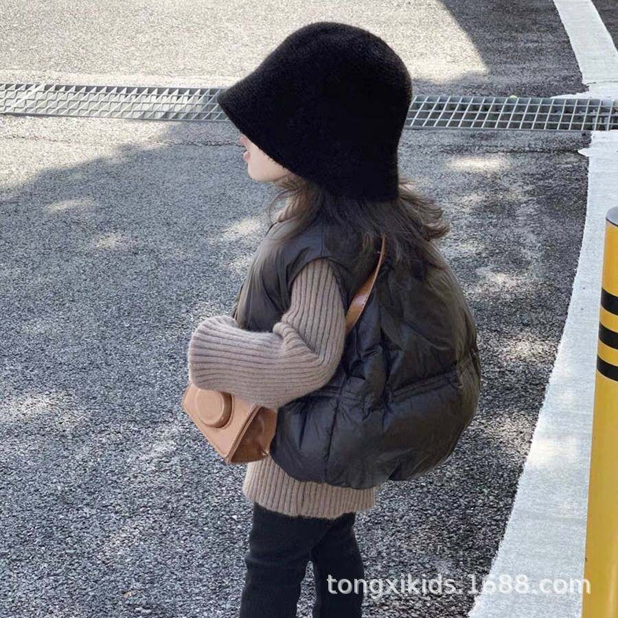 水桶帽日系ins风儿童渔夫帽韩版女童冬季毛线帽子针织纯色盆帽潮