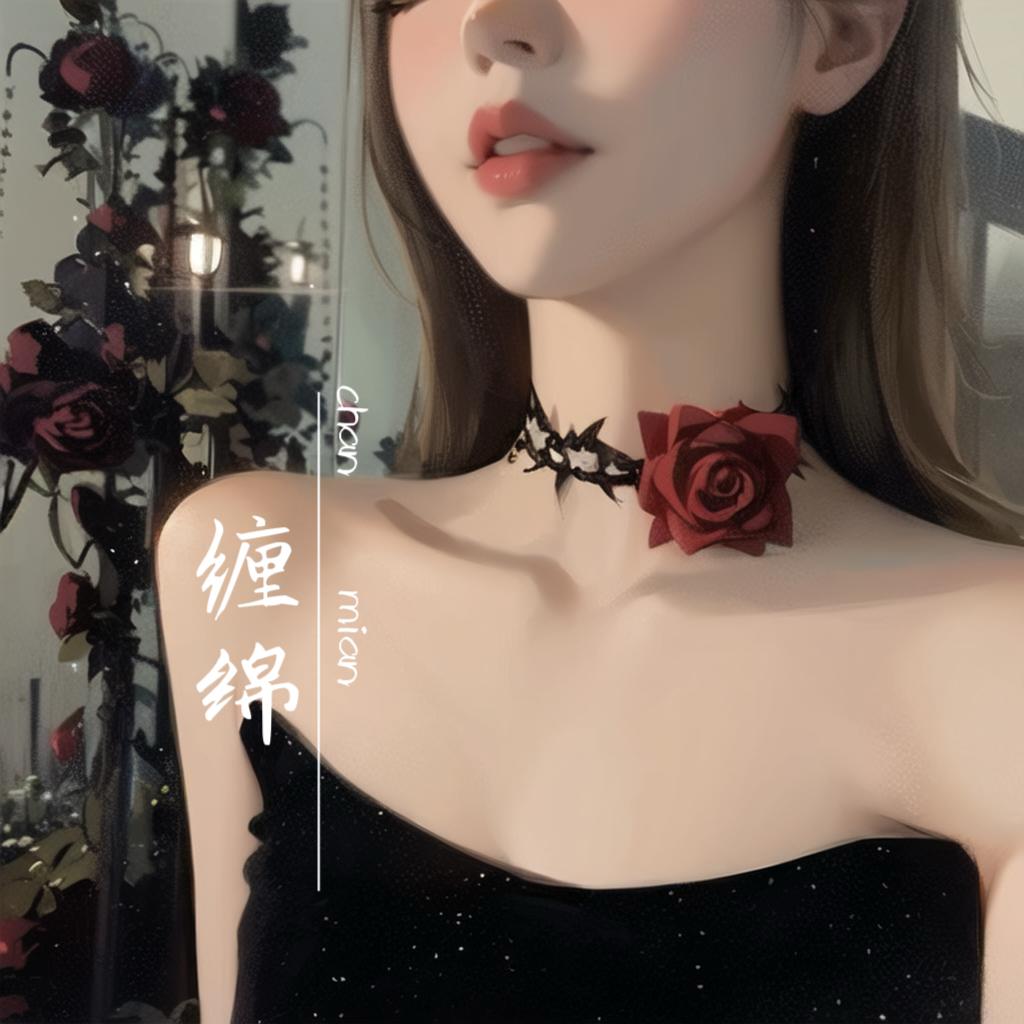 荆棘女王~暗黑荆棘玫瑰锁骨链复古绑带choker颈链亚文化