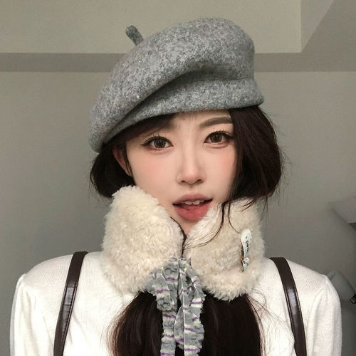 日系羊毛贝雷帽女秋冬保暖显脸小