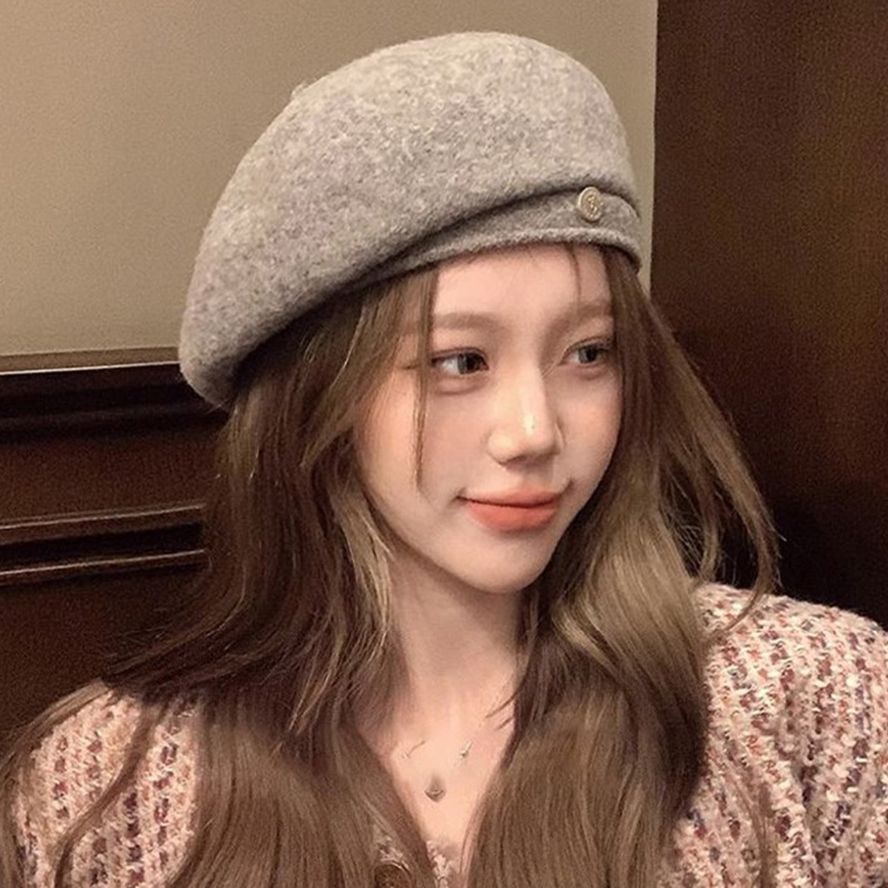 羊毛呢大头围贝雷帽子女款秋冬季新款韩版网红显脸小保暖画家帽潮