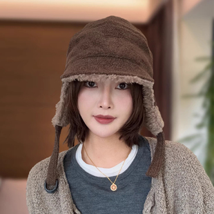 日系复古双面戴雷锋帽子女款2025新款冬季户外骑行保暖防寒护耳帽