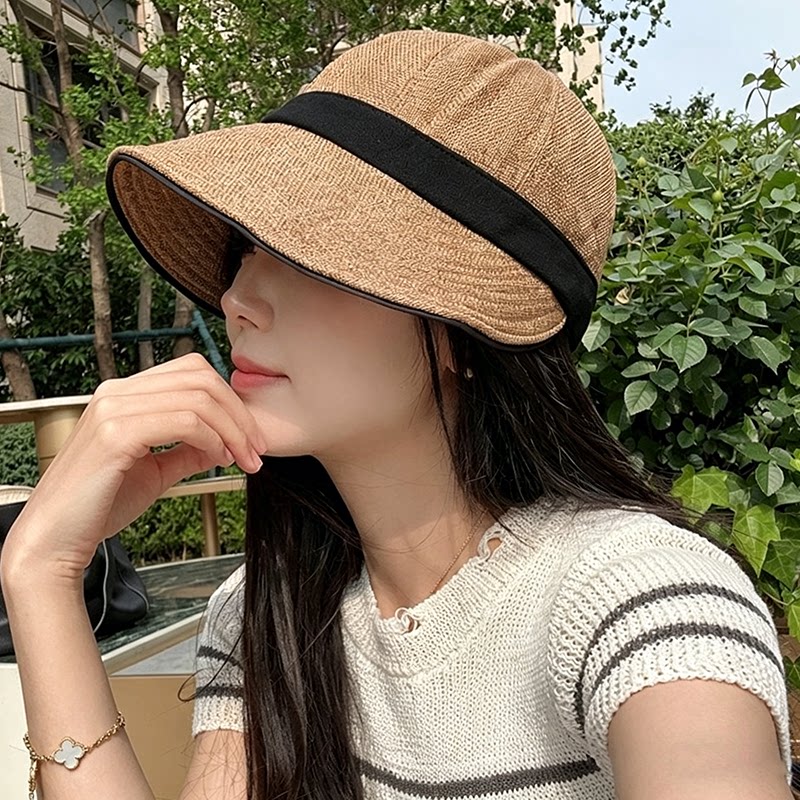 亚麻UPF50+日系显脸小防晒渔夫帽